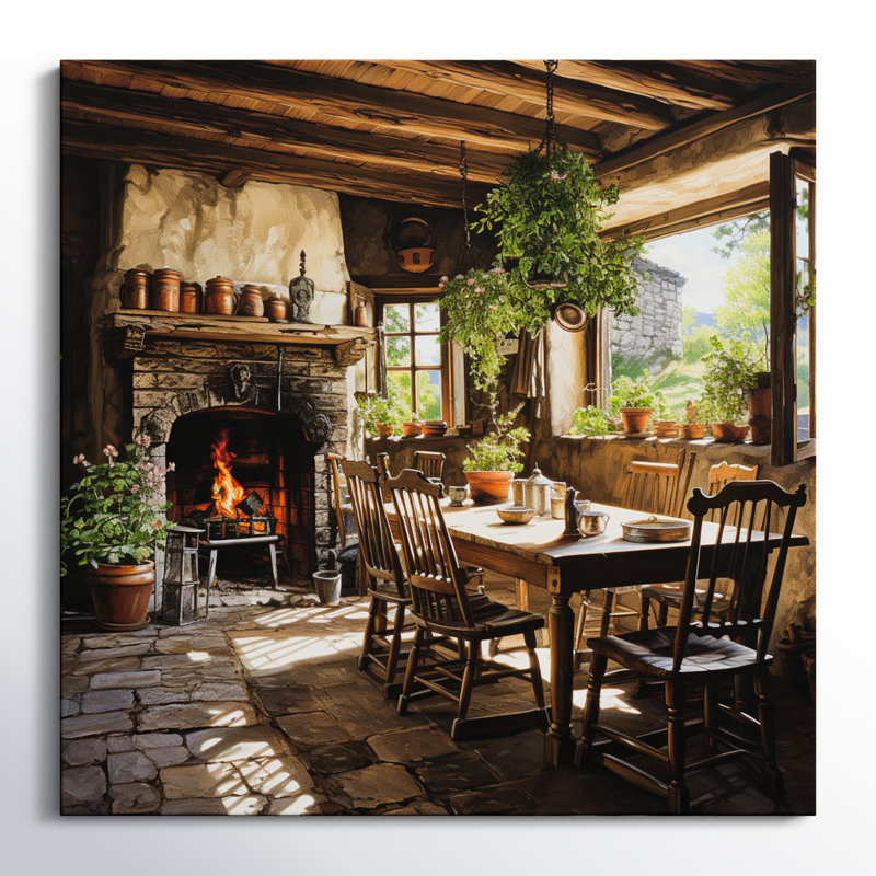 Angelisha Farmhouse Family Dinner Pointillism - Farm Wall Art, 16" H x 16" W, Wrapped Canvas