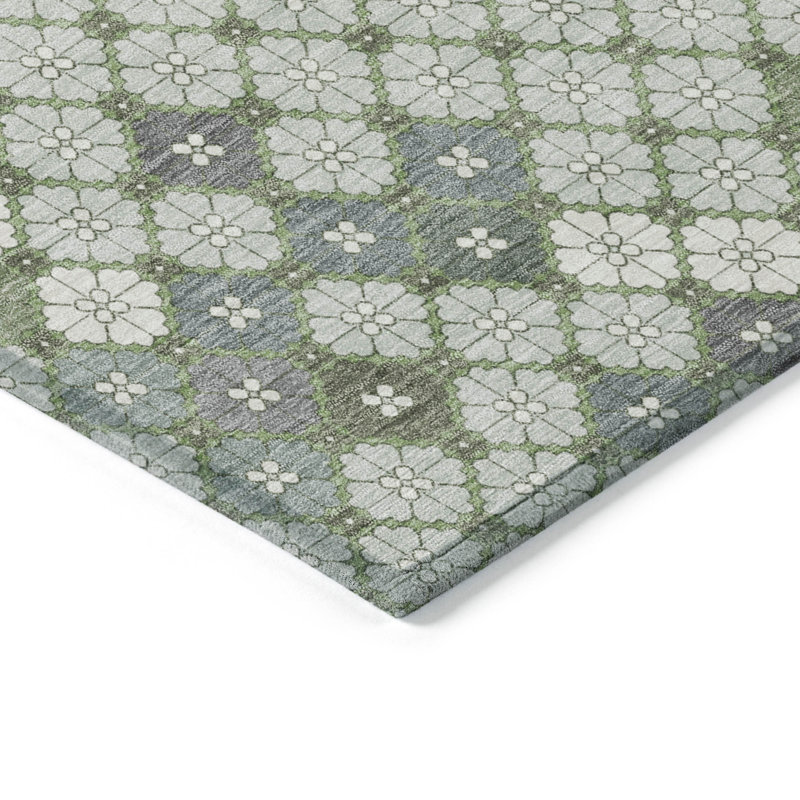 Tapis menthe Xhevrie intérieur / extérieur lavable à la machine, Rectangle 5 pi x 7 pi 6 po