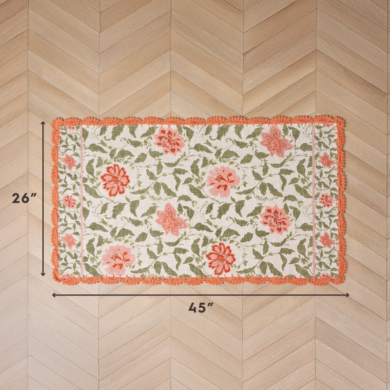 Tapis floral en coton Laura Ashley Moored Garden, Rectangle 2 pi 2 po x 3 pi 9 po