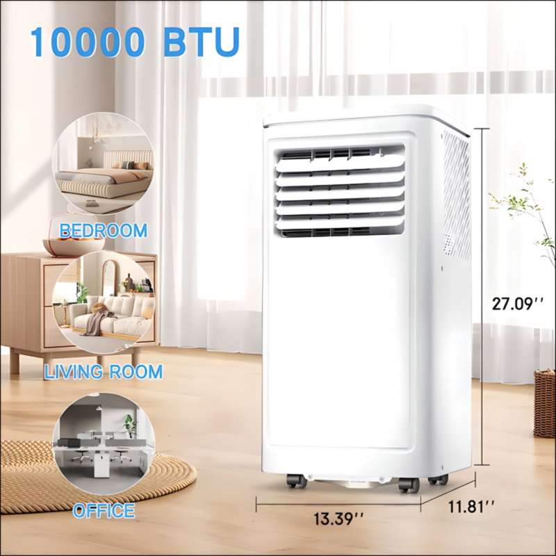 COWSAR Quiet 3-in-1 10,000 BTU Portable Air Conditioner with LCD Remote, Dehumidifier & Fan for 450 Sq. Ft, 24H Timer, Anti-Frozen Protection