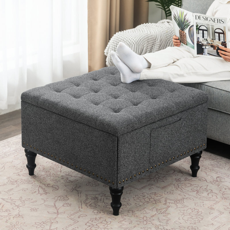 Banc de rangement avec repose-pieds 28 po, Gris
