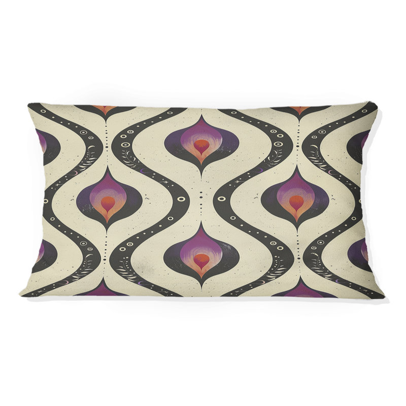Coussin lombaire rose et noir quadrilobe Elegance