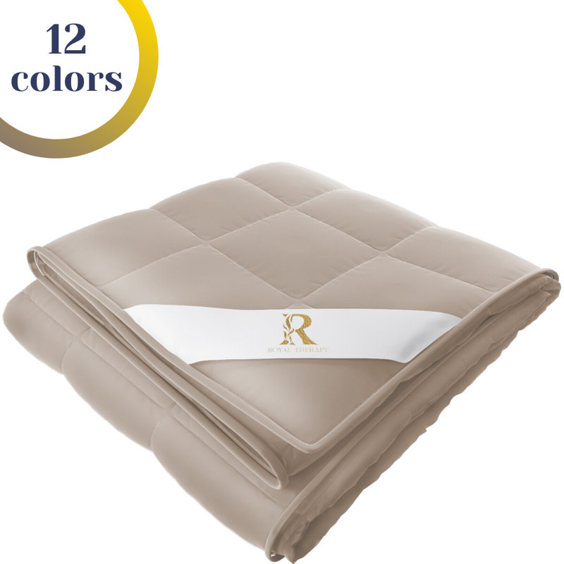 Couverture lestée Royal Therapie - Couvertures épaisses 100% coton avec perles de verre de qualité supérieure (80 po x 87 po 25 lb, cuir Texas), convient à deux personnes (~ 100 à 200 lb) - Utiliser sur un grand / très grand lit