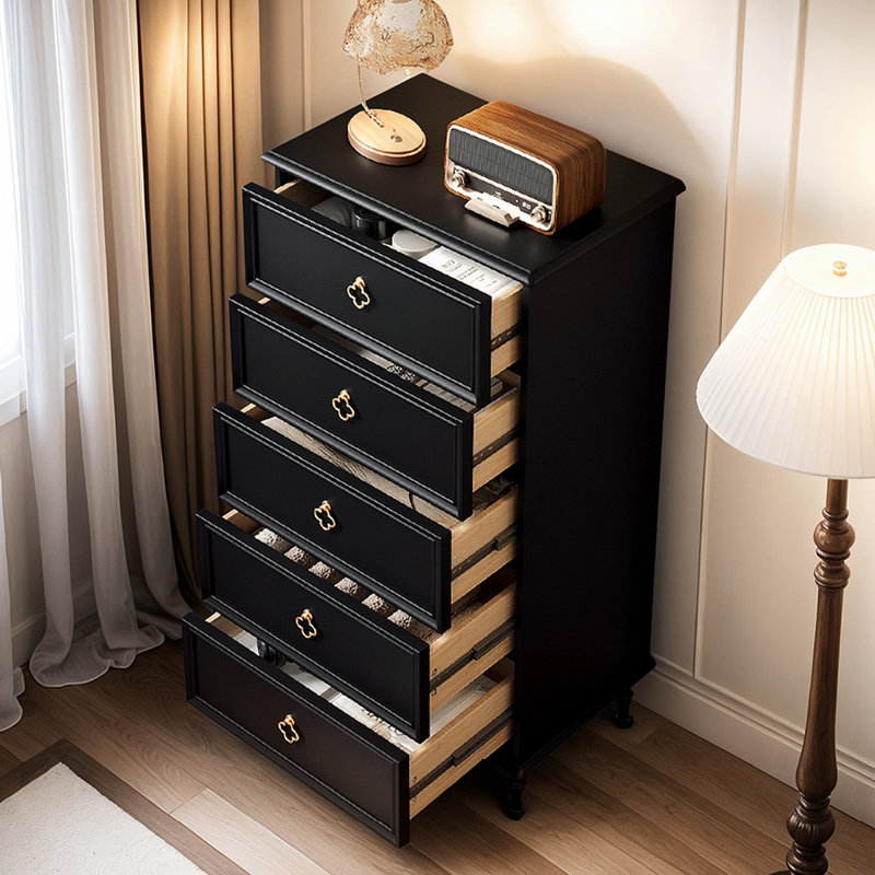 Commodes et commodes rectangulaires noires en bois massif