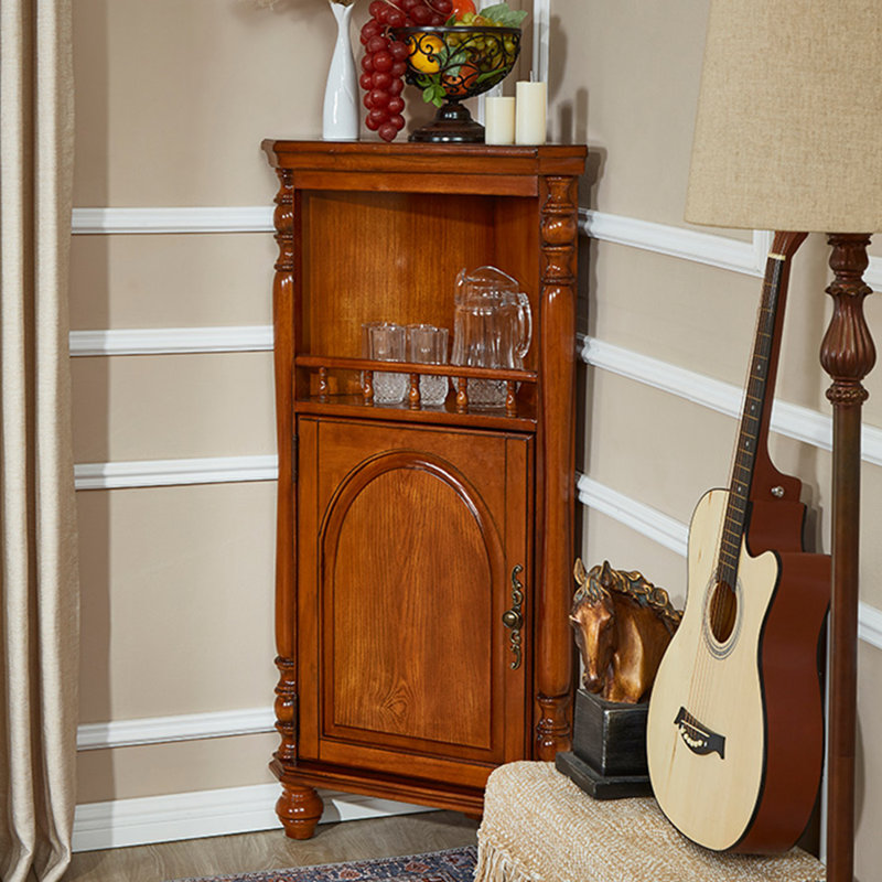 Armoire de coin multifonctionnelle en bois massif, Orange brun
