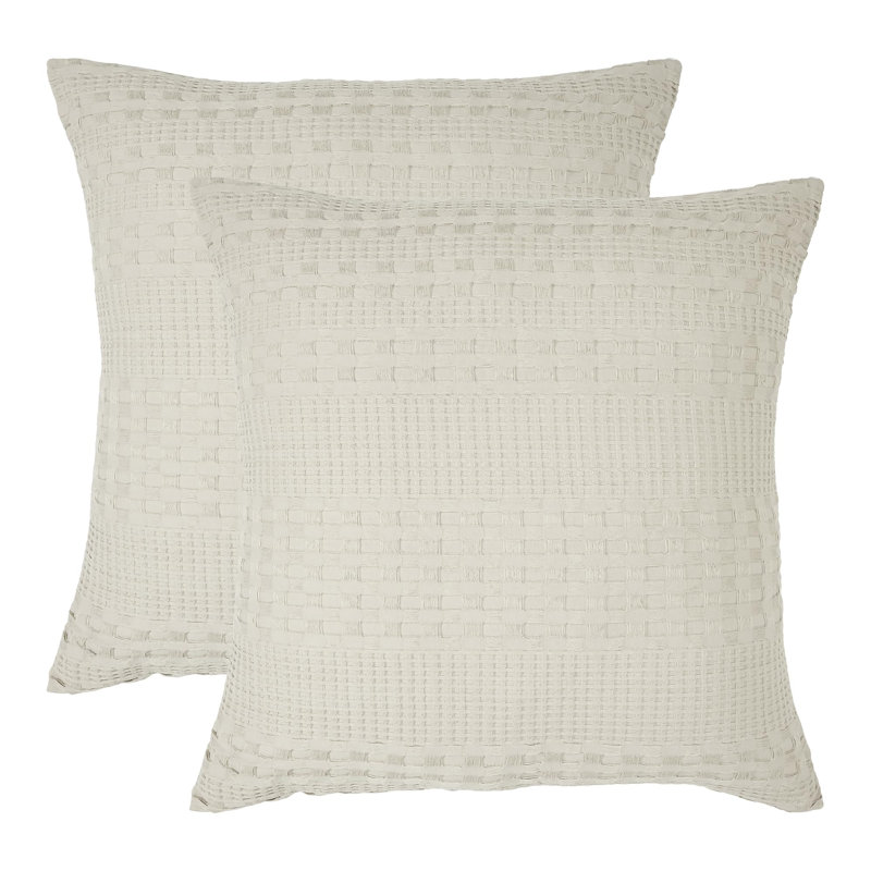 Ensemble de 2 taies décoratives Waffle Weave, Européen, Tanné