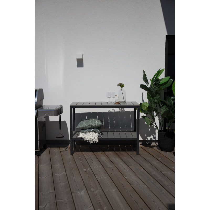 Akia Rectangular Metal Outdoor Side Table , 125cm cm W 55cm cm D, Black