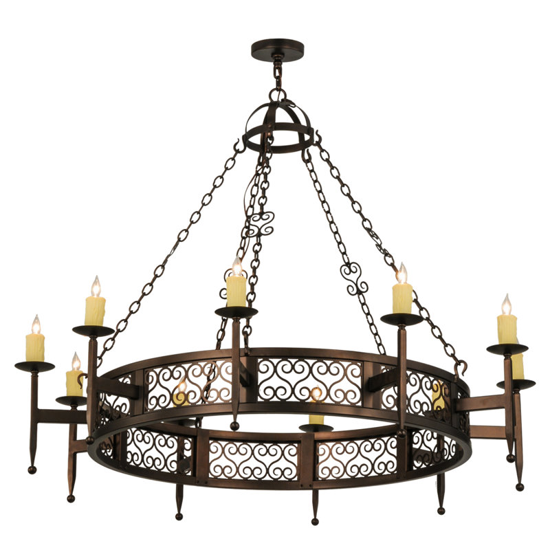 Lustre de roue de style bougie 10 lumières façon bougie Grimmett