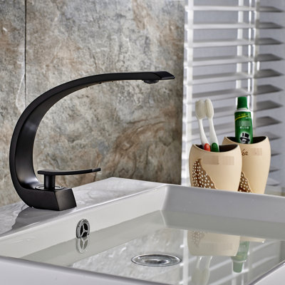 Matte Black Basin Faucet - Single Hole Mount, To Tarnish Sink Deck-Mounted, Corrosion