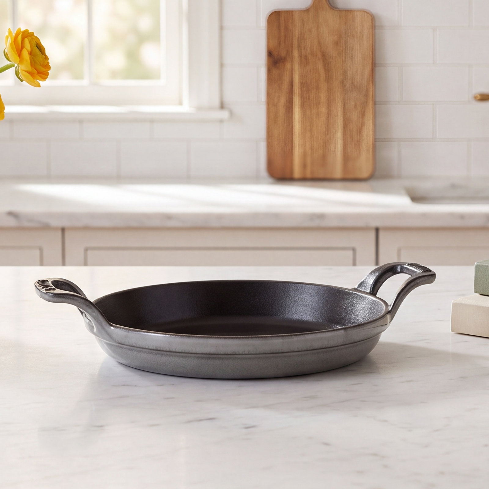 Staub Round Gratin Dish, Graphite Gray, 7.5""