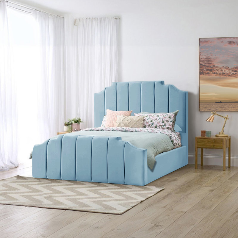 Antara Upholstered Bed, Double (4'6), Sky Blue