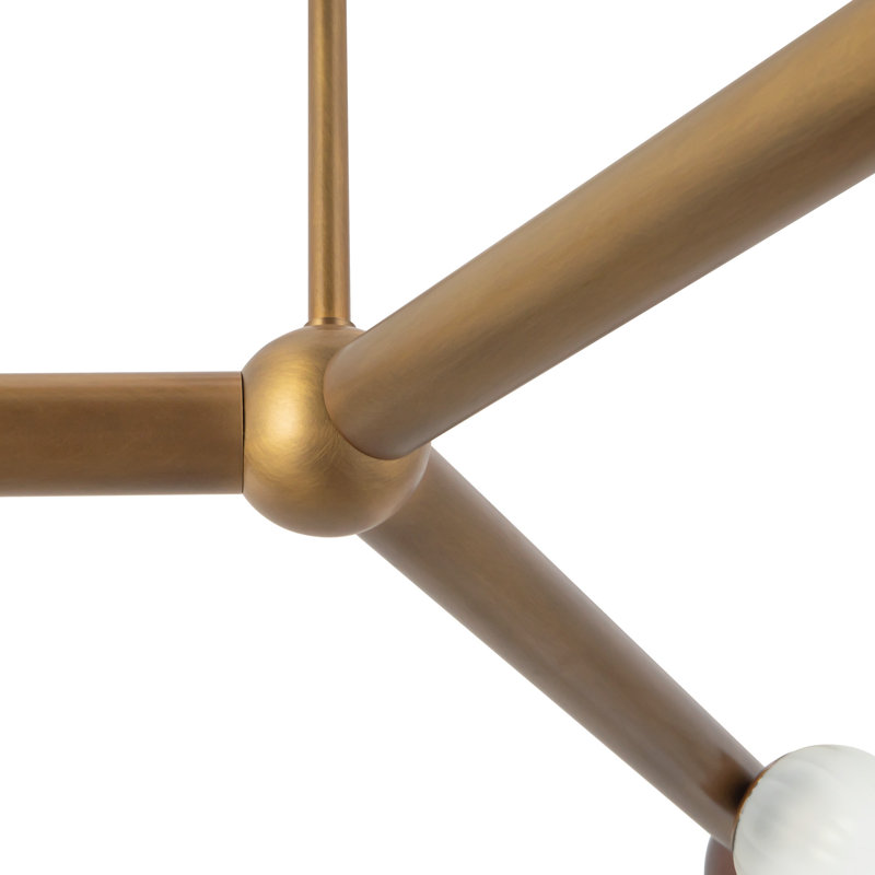 Reese 41-in Urban Bronze Dimmable LED Chandelier with Amber Glass, Vintage Brass/Amber Glass