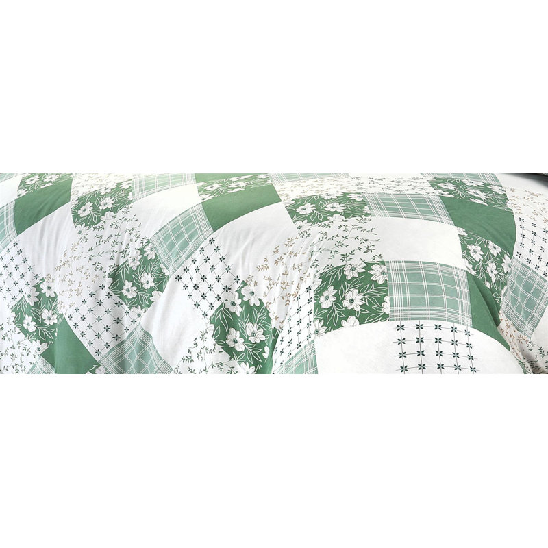 Cotton Blend Floral Duvet Cover Set with Pillowcases, Super King Duvet Cover + 2 Standard Pillowcases, Green