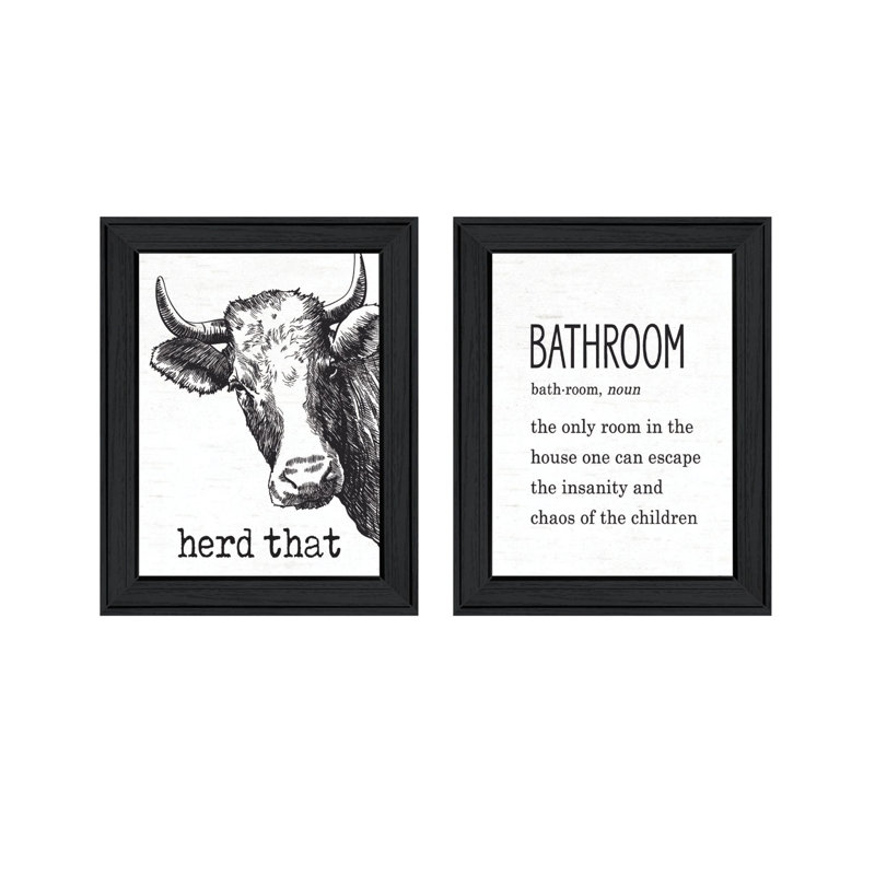 August Grove® «Herd That!» Art mural encadré pour le salon, impression d'art mural pour la décoration intérieure, art mural de chambre à coucher par lettré et doublé