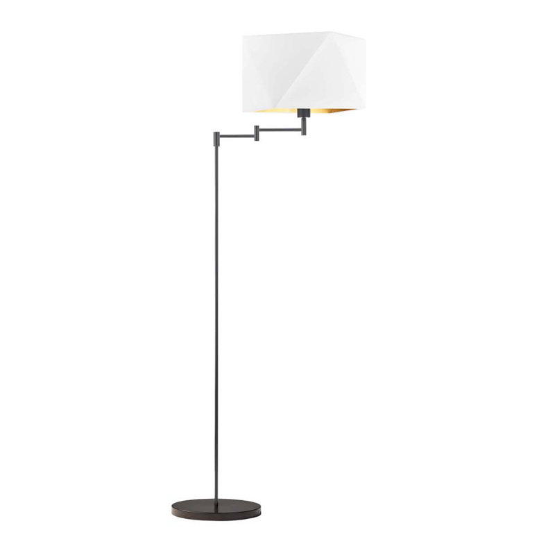 Glasper 165 H cm Swing Arm Floor Lamp, White, Matte Black