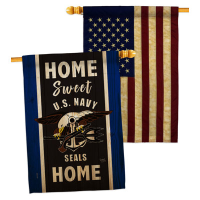 Drapeau de maison en polyester 40 x 28 po Home Sweet US Navy