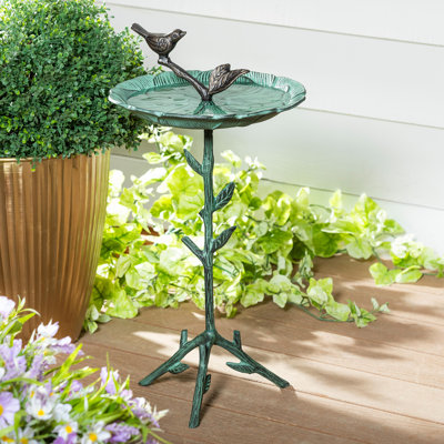 Metal Green Birdbath with Stand