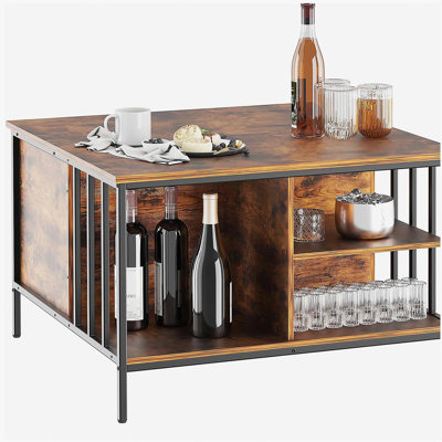 Table basse à plateau relevable avec rangement Farmhouse - Table de salon à hauteur réglable de 31,5 po, centre multifonctionnel pour la famille avec compartiment caché et 3 tablettes (capacité de 110 lb, facile à nettoyer)
