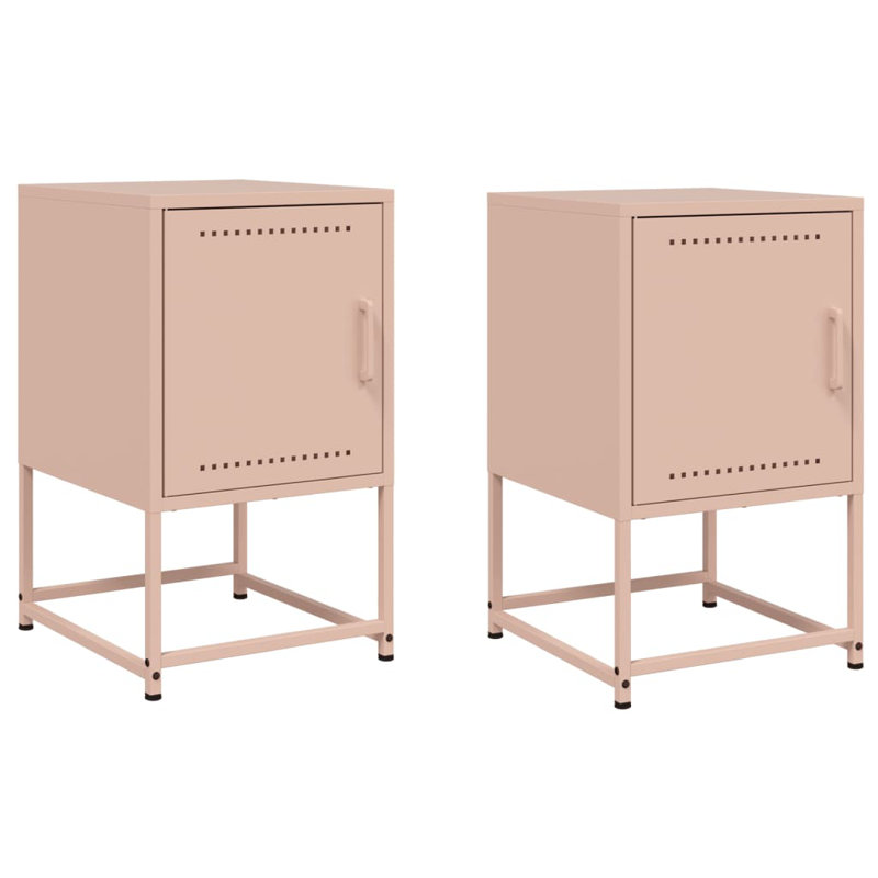 Aujah 36cm W Steel Bedside Table, Pink