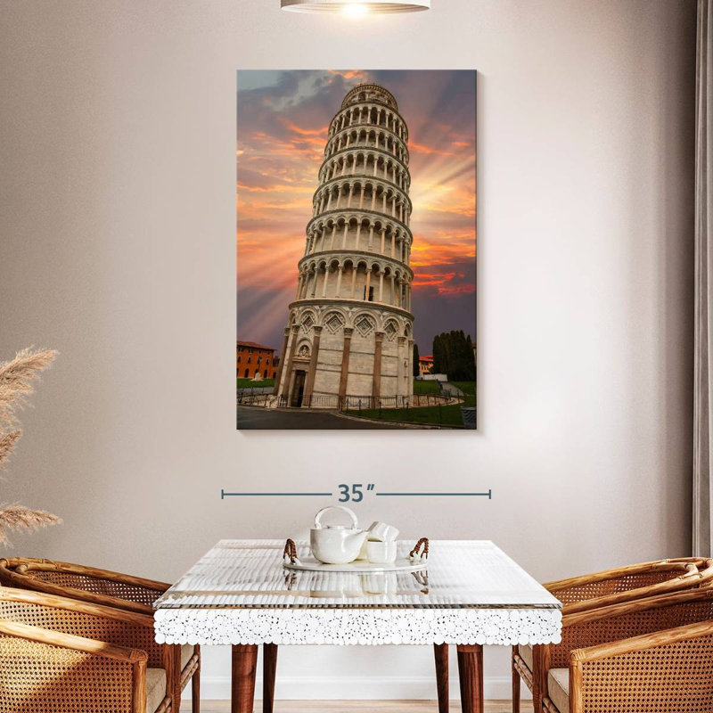 Lilie Iconic Leaning Pisa Tower, 48" H x 32" W