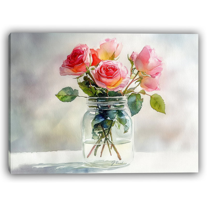 «Petal Reflections - Romantic Rose Bouquet», art sur toile, H 30 po x l 40 po