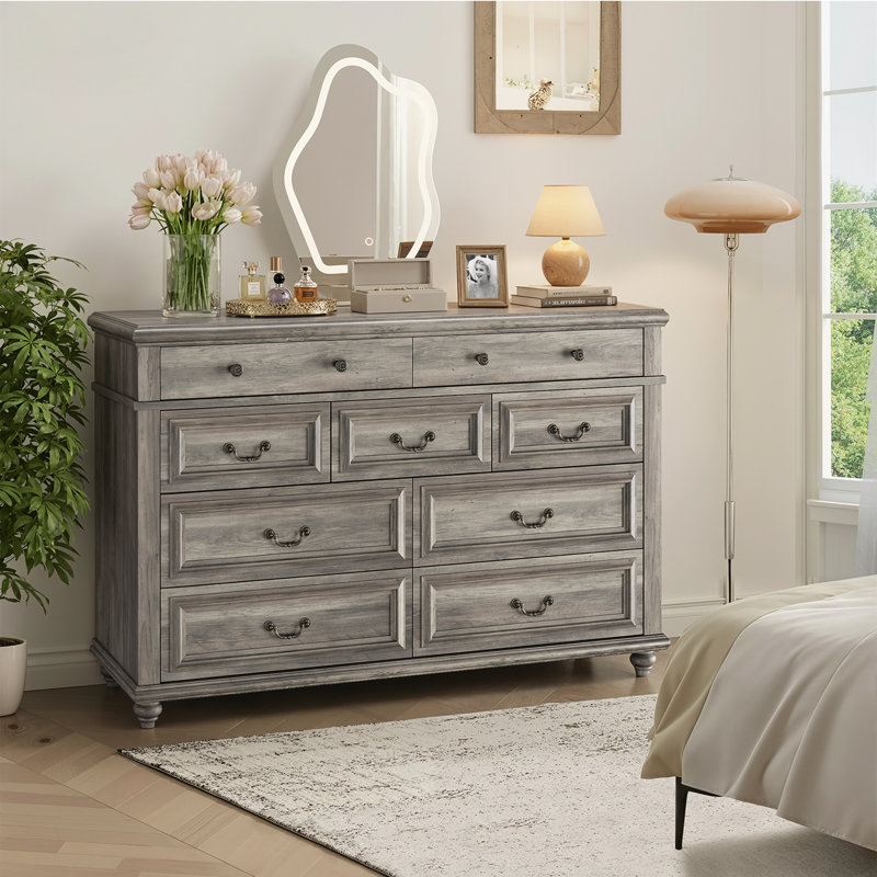 9 Drawer Dresser For Bedroom, Chêne gris