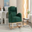 Chaise berçante en tissu Teddy avec pieds en bois paquet, vert