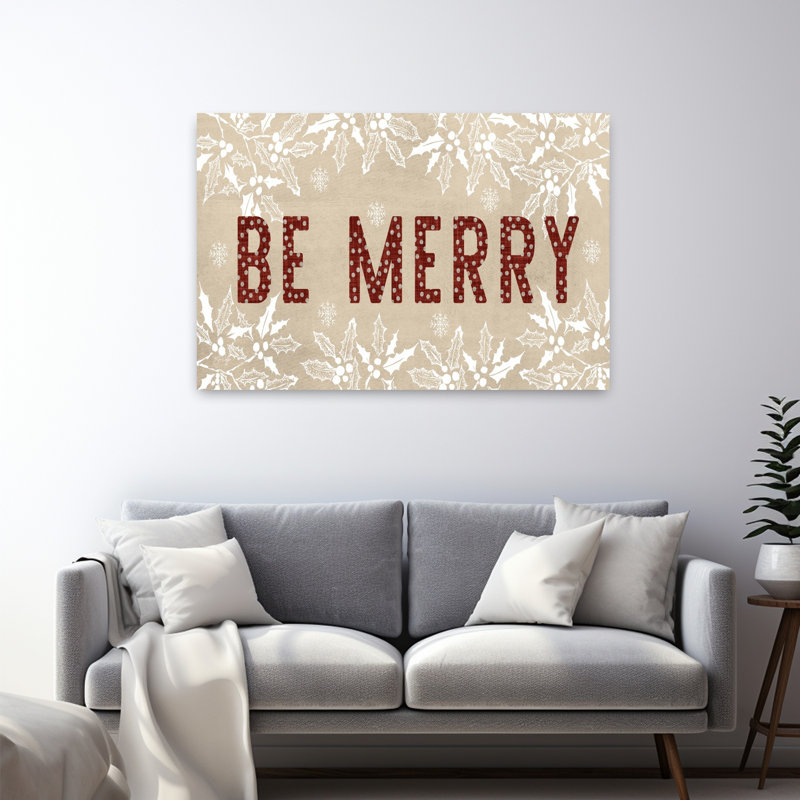 «Be Merry», art contemporain hivernal, H 48 po x l 32 po