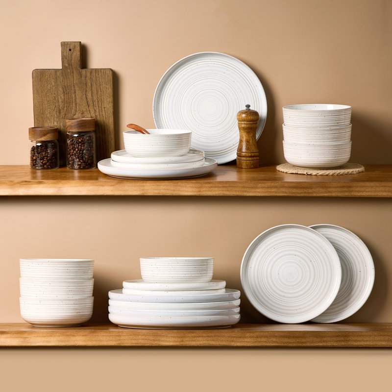 12-Piece Stoneware Dinnerware Set, White