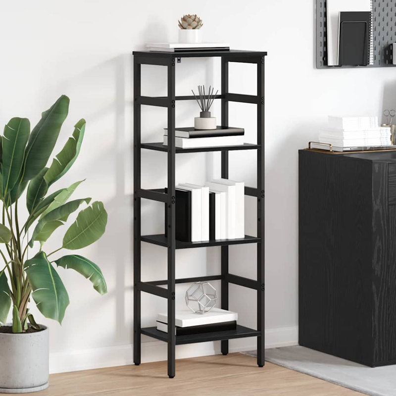 Steel Etagere Bookcase, Black Oak, (3 Shelves) 115cm. H x 40cm. W x 29.5cm. D