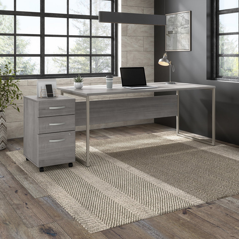Bureau hybride, H 29,91 po x l 71,02 po x P 29,37 po, Gris clair