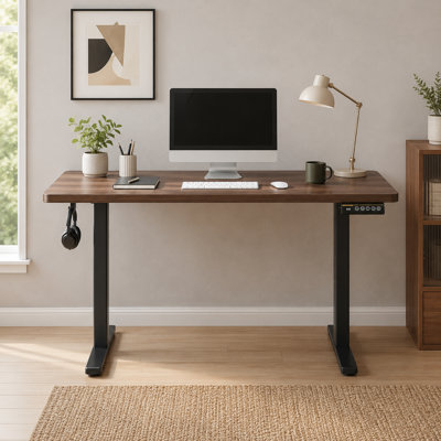 White Single-Motor Electric Standing Desk Frame, Strong Load Capacity, Memory Presets, For Home Office