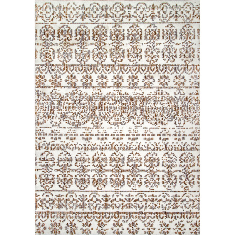 Tapis beige à motif géométrique Sedgwick, Rectangle 4 pi x 6 pi