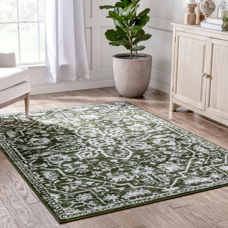 Dazzle Vintage Bohemian Floral Green Rug