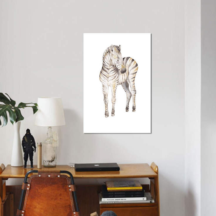 « discret baby zèbre », impression sur toile tendue, H 12 po x l 8 po x P 0,75 po, Toile tendue, Pas de tapis