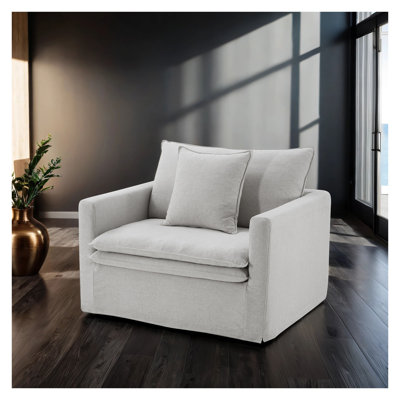 Chaise 1 pièce de style traditionnel avec accoudoirs étroits, garniture en welt, pieds en bois, idéale pour les espaces de vie principaux et les sièges confortables.
