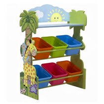 TheLAShop Multi-Color 3-Tiers Kid's Toy Organizer with 9 Storage Bins –