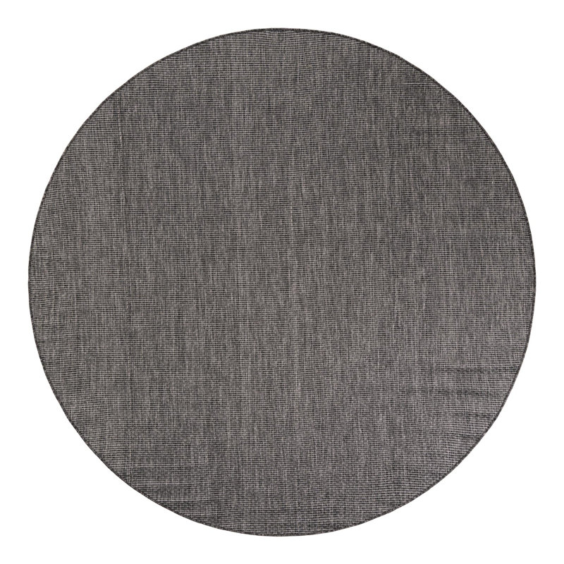 Avaughn Black Indoor/Outdoor Area Rug, Round 7'10", Black