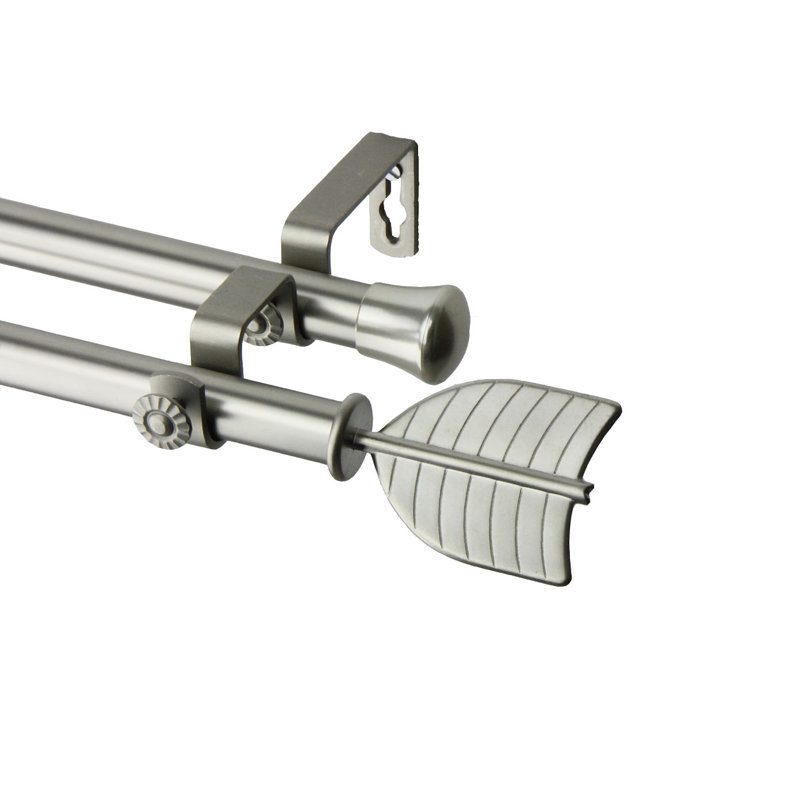 Tringle à rideaux double Shanita, 28 po à 48 po, Nickel satiné