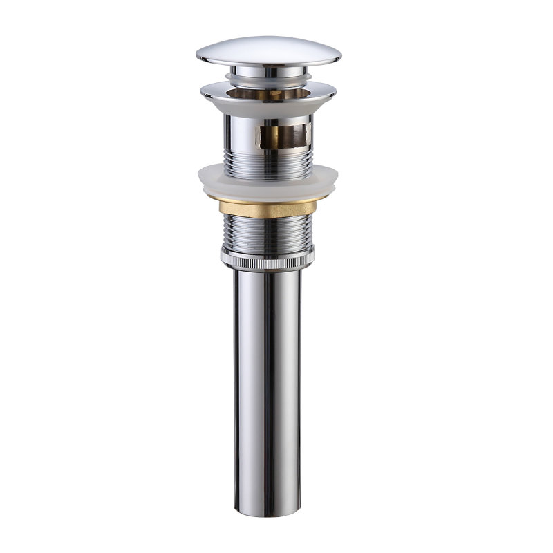 Pop-Up Drain Stopper Bathroom Sink Drain With Overflow, Polished Chrome