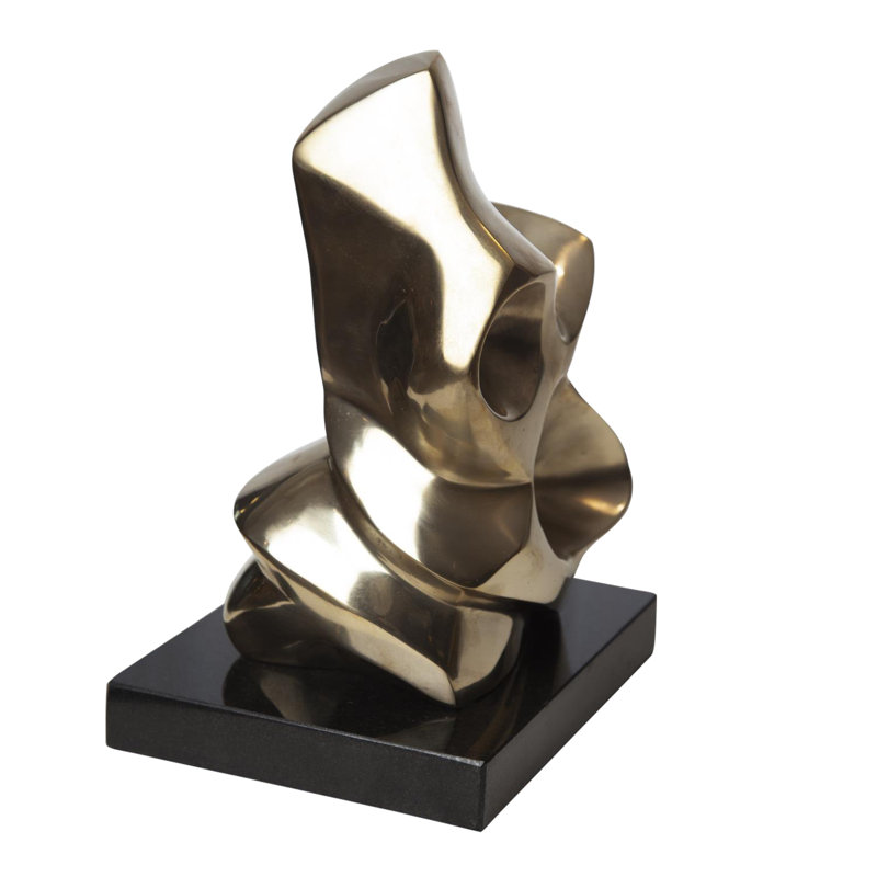 Mid-Century Abstract Brass Figural Sculpture on Marble Base
