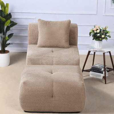 Fauteuils d'appoint infonuagiques sans accoudoirs avec repose-pieds, polyester taupe, style moderne pour la maison