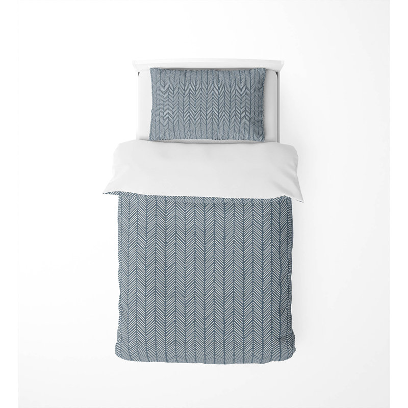 Ensemble d'édredon léger à chevrons, Bleu