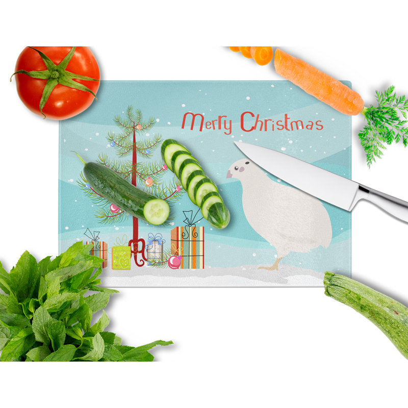 Planche à découper de noël quail de noël en verre trempé caroline au trésors