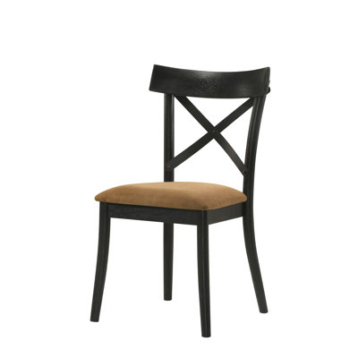 Hillary Brown Leather Aire, Walnut & Black Finish Side Chair (Set Of 2)