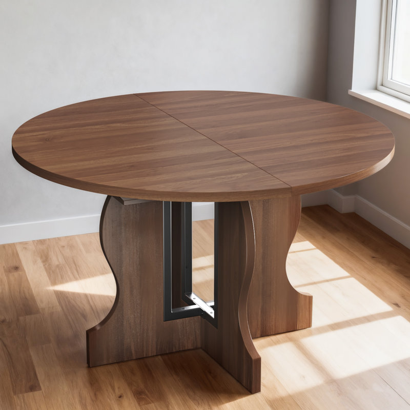 Extendable Round Dining Table, Brown