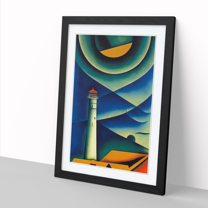Lighthouse Impressionism Vol.2 - Picture Frame Print, 64cm H x 46cm W x 2cm D, Oak