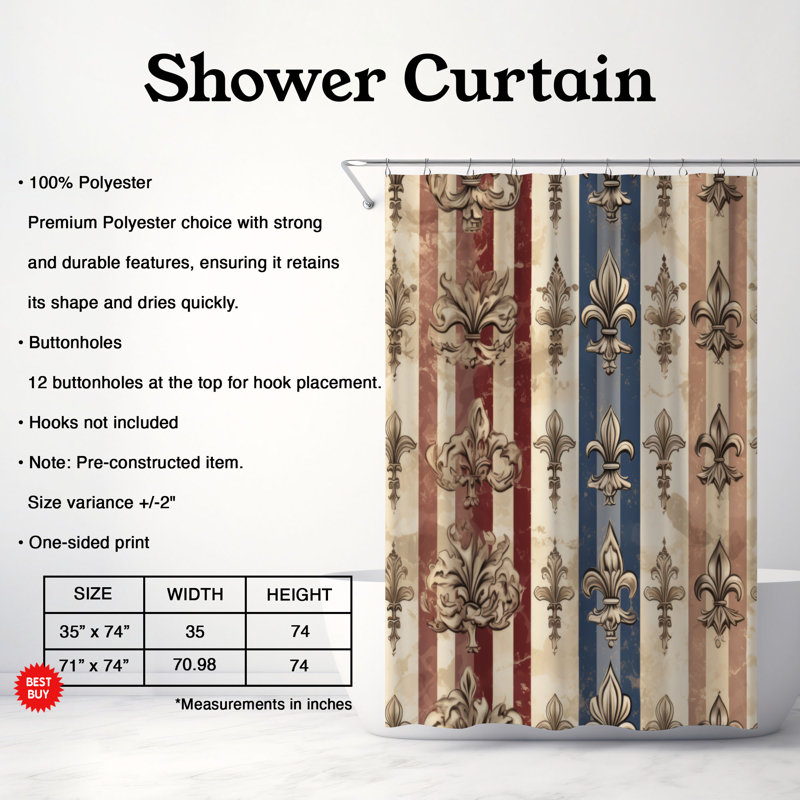 Classic Damask - Premium Shower Curtain, 74"H x 71"W