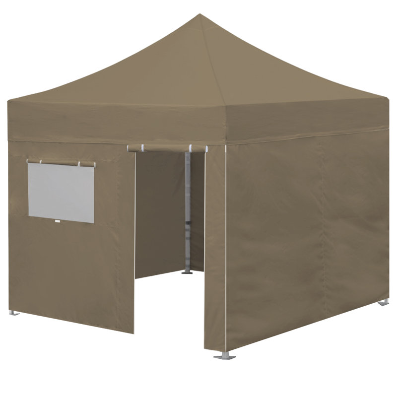 Amber-Lee 96'' W x 180'' D Steel Pop-Up Canopy, Khaki, 10ft x 10ft
