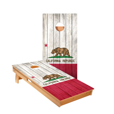 Drapeau de l'ours californien avec étoiles et cornhole